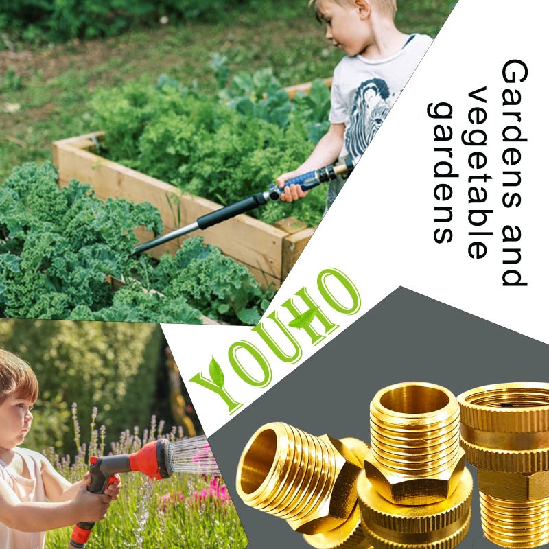 YOUHO Brass Garden Female Hose Fitting Connector, 3/4 GHT Female x 3/4 GHT Male, Garden Hose Connectors Garden Pipe Joint Extension Repair Fitting 2PCS - Image 5